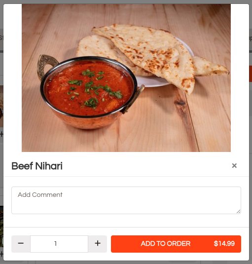 Image showing a menu item "Beef Nihari" which has an appetizing photo that helps customers understand what the item is.